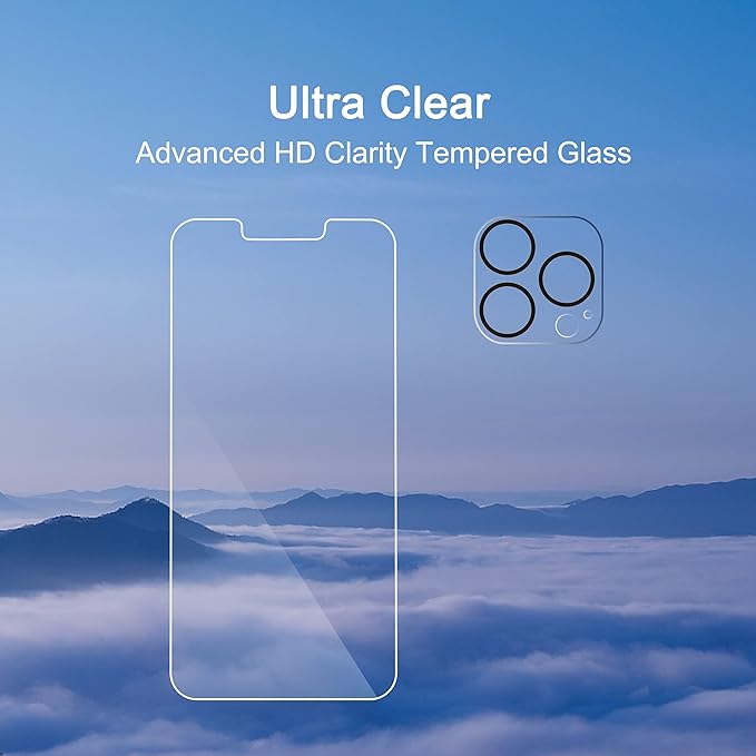 Ailun 2Pack Screen Protector for iPhone 13 Pro [6.1 inch] Display 2021 + 2 Pack Camera Lens Protector, Tempered Glass Film,[9H Hardness] - HD [Not for iPhone 13 Pro Max]