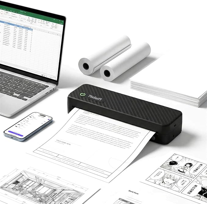 Portable Thermal Printer for Laptop/Phone, Travel Inkless Bluetooth Printer