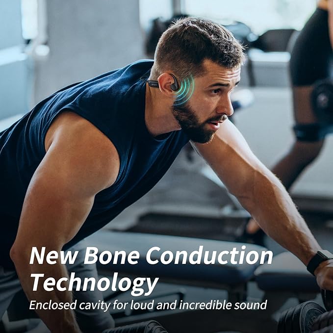 CXK Bone Conduction Headphones Bluetooth 6.0 Open Ear Headphones with Mic, Premium Loud Sound 10Hrs Playtime Bluetooth Headphones, IPX6 Waterproof Sports Headset for Running, Cycling, Walking