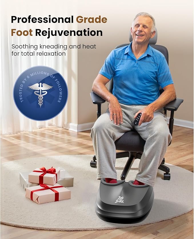 BOB AND BRAD Shiatsu Foot Massager with Heat and Remote, Christmas White Elephant Gifts for Women Mom FSA Eligible HSA Deep Kneading Electric Feet Massager for Plantar Fasciitis, Fits US Size 12