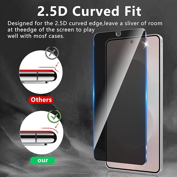 3 Pack Privacy Screen Protector Designed for Samsung Galaxy S25 Edge,Full Coverage Anti-Spy Tempered Glass Film,9H Hardness,Anti-Fingerprint,Bubble Free,Easy to Install