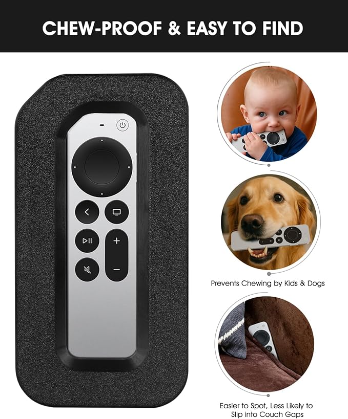 Dog Proof Remote Control Case, Protective Case for Apple TV Siri Remote - Hard Anti-Chew Remote Cover, Shock-Absorbing Protection, Easy-Charge Opening & Anti-Loss Design for Pet and Kid-Friendly Homes