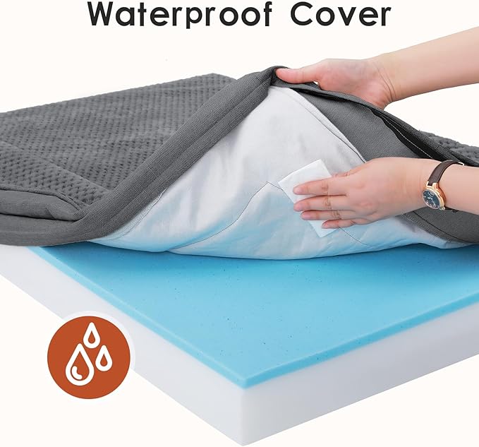 Orthopedic Dog Beds Large Sized Dog, 44x32x6 Inches Memory Foam Pet Bed for Large Dogs, Washable Removable Cover, Nonskid Bottom, Waterproof, Dark Grey