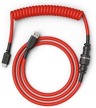 GLORIOUS Coiled Keyboard Cable – Coiled USB C Cable Artisan Braided Cables for Mechanical Gaming Keyboard Coiled Cable - Custom Keyboard Cable (Red) - Image 1