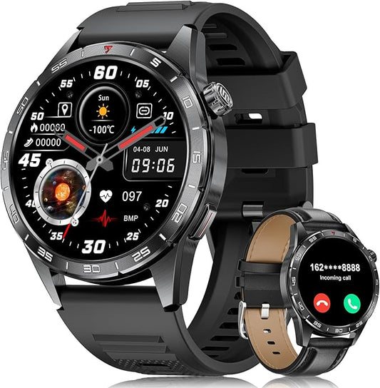 SUNKTA Smart Watch for Men,Answer/Make Calls,1.43'' AMOLED,IP68 Waterproof,110+ Sports Modes Fitness Watch with Sleep Monitor/SpO2/Heart Rate/Pedometer Rugged Outdoor Smartwatch 2 Straps