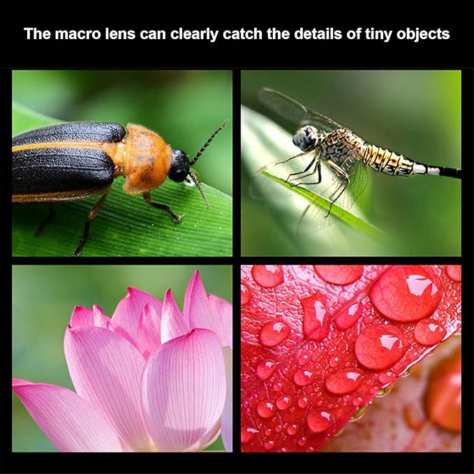 Phone Camera Lens, 2 in 1 Phone Lens Kit, 0.45X Ultra Wide Angle and 12.5X Macro Lens, with Travel Case, HD Professional Universal Clip Lens Kit for Most Smartphones, Tablets(Rose Gold)