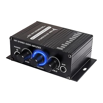 XMSJSIY 12V HiFi Stereo Audio Amplifier for Car 2 Channel HiFi Bass Audio