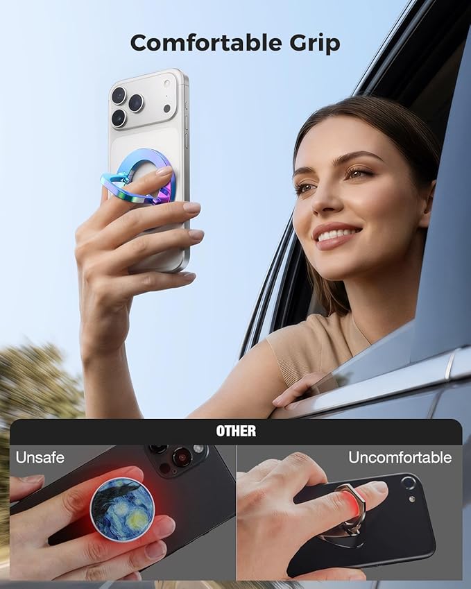 SUPERONE for MagSafe Phone Grip, Stylish Cool Magnetic Ring Holder with Adjustable Stand, Removable MagSafe Accessories Only for iPhone 12/13/14/15/16/17 Series & Fits Magnetic Case - Colorful