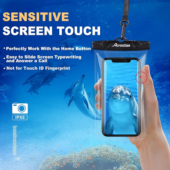 [2 Pack] Waterproof Phone Pouch[Up to 7"], IPX8 Universal Waterproof Dry Bag Underwater Case with Lanyard Compatible with iPhone 13 Pro/12/11/XR/X/8, Galaxy S22, Pixel/OnePlus - Black/White