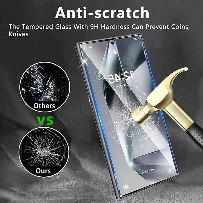 3 Pack Screen Protector Designed for Galaxy S25 Ultra with 3 Pack Tempered Glass Camera Lens Protector,Ultra HD Clear,9H Hardness,Easy Install - Case Friendly,Scratch Resistant