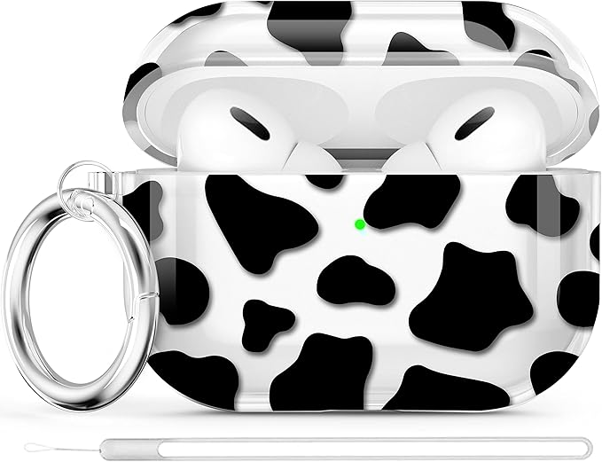 Maxjoy for AirPods Pro 2nd Generation Case, Clear AirPods Pro 2 Case for Women Girly Cute Protective AirPod Pro 2 Cover with Keychain Strap for AirPod Pro 2nd Gen Cover 2023/2022, Cow Print