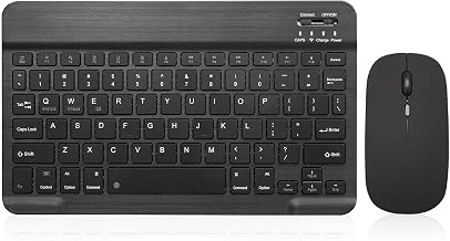Ultra-Slim Bluetooth Keyboard Portable Mini Wireless Keyboard Rechargeable for Apple iPad iPhone Samsung Tablet Phone Smartphone iOS Android Windows (10 inch Black)