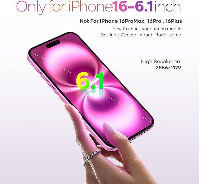 LCD Screen Replacement for iPhone 16 (Model A3287, A3081, A3286, A3288) 6.1 inch Touch Screen Display Digitizer Frame Assembly Repair Kit + Tempered Glass + Adhesive