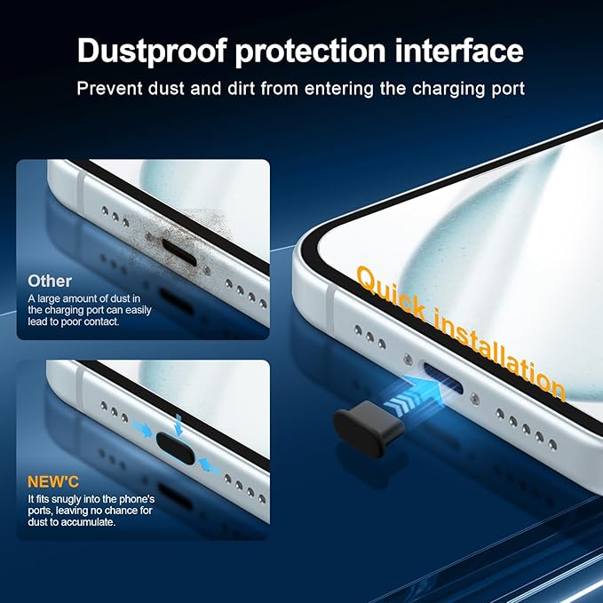 NEW'C 3X for iPhone 15 Screen Protector (6.1 inches)+ 3X Camera Lens Protector, Sensor Protection, Case Friendly Tempered Glass Film + Dust Plug- Easy Installation Tool Include