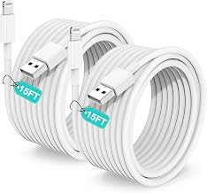 15 FT iPhone Charger Cord Extra Long, [Apple MFi Certified] Lightning Cable 5M, 2.4A Long iPhone Charger Cable Fast Charging Cable 15 Foot for iPhone 14/14pro/13/12/11/11Pro/X/XR/XS Max/8-White