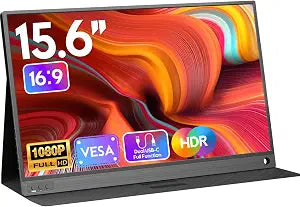 ZSCMALLS Portable Monitor, 15.6" 1080P FHD Laptop Monitor USB-C HDMI Computer Display IPS Second Screen, Laptop Extended Screen for PC Phone Mac Xbox PS4/5 Switch