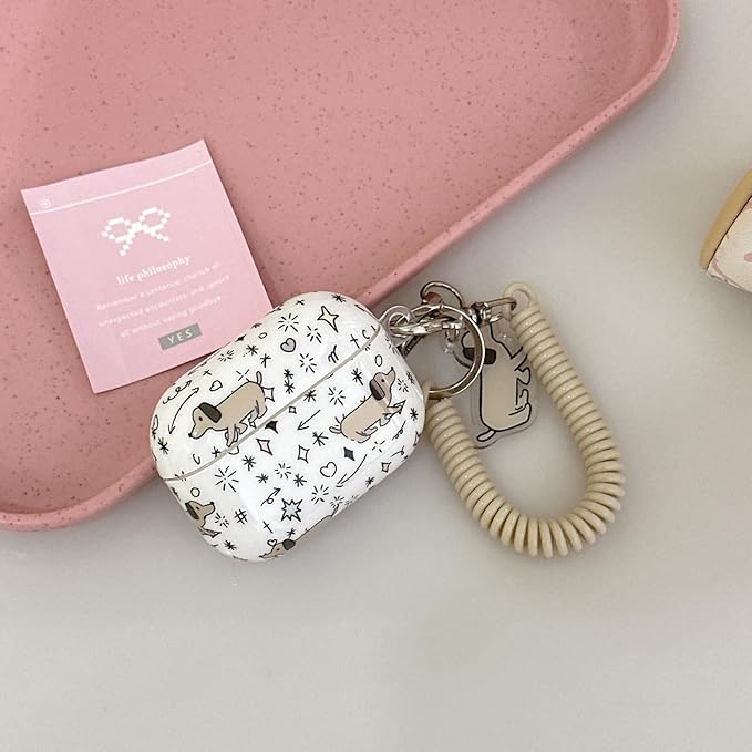 Headphones Case for Airpods Pro 3, Cute TPU Protective Cover Interesting Dachshund Pattern Styles Compatible with Airpods Pro 3rd Generation for Girls Women (B)
