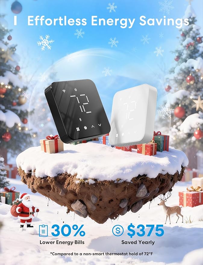 meross Smart Thermostat for Home, WiFi Thermostat Works with Matter, Alexa, Apple Home, Google Assistant, App & Voice Control, 7x24h Scheduling, Energy Saving, C-Wire Required