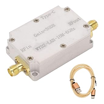 RF Wide Band Amplifier LNA 10MHz-6GHz High Gain Low Noise Amplifier with SMA Female Connector for Radio