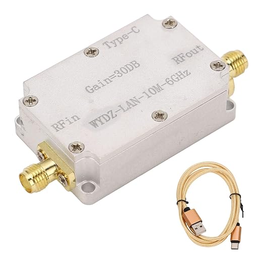 RF Wide Band Amplifier LNA 10MHz-6GHz High Gain Low Noise Amplifier with SMA Female Connector for Radio