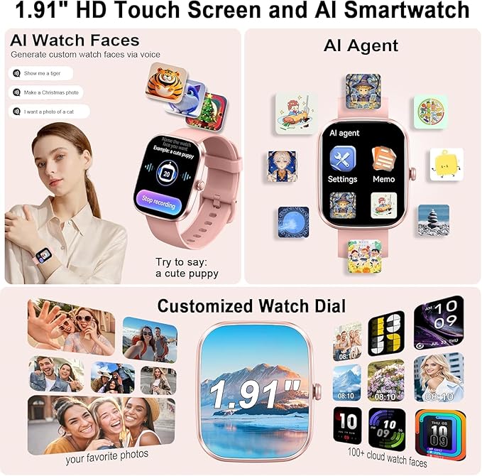 Smart Watch with AI ChatGPT built-in (Answer/Make Call), 1.91" Smartwatch for Men Women, 110+ Fitness Activity Tracker, Calories/Heart Rate/Sleep Monitor, IP68 Waterproof Step Counter for Android iOS