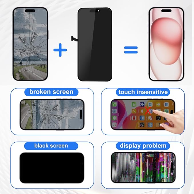 DIGI4U for iPhone 15 Screen Replacement, 6.1 inch 3D Touch FHD Retina for iPhone 15 Touch Display Digitizer Assembly with Repair Tools for iPhone (A3090, A2846, A3089, A3092)