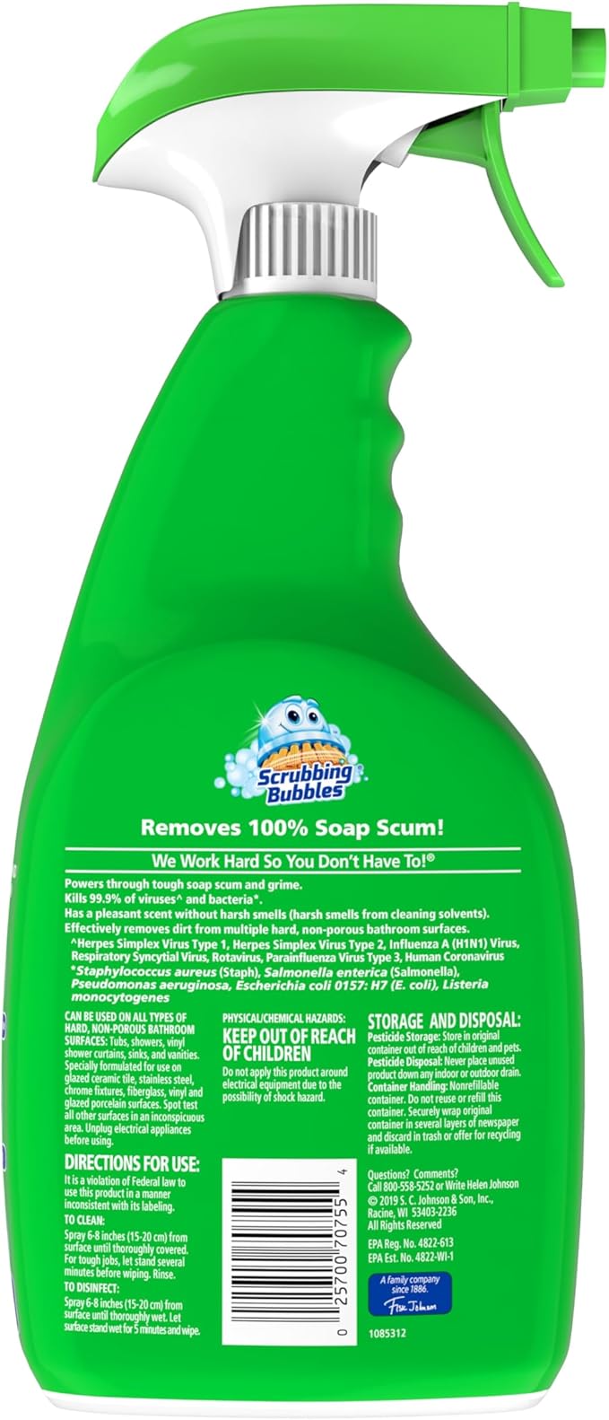 Scrubbing Bubbles Bathroom and Shower Cleaner Disinfectant Spray,Bathroom Grime Fighter,Citrus Scent,32oz,(Pack of 2)