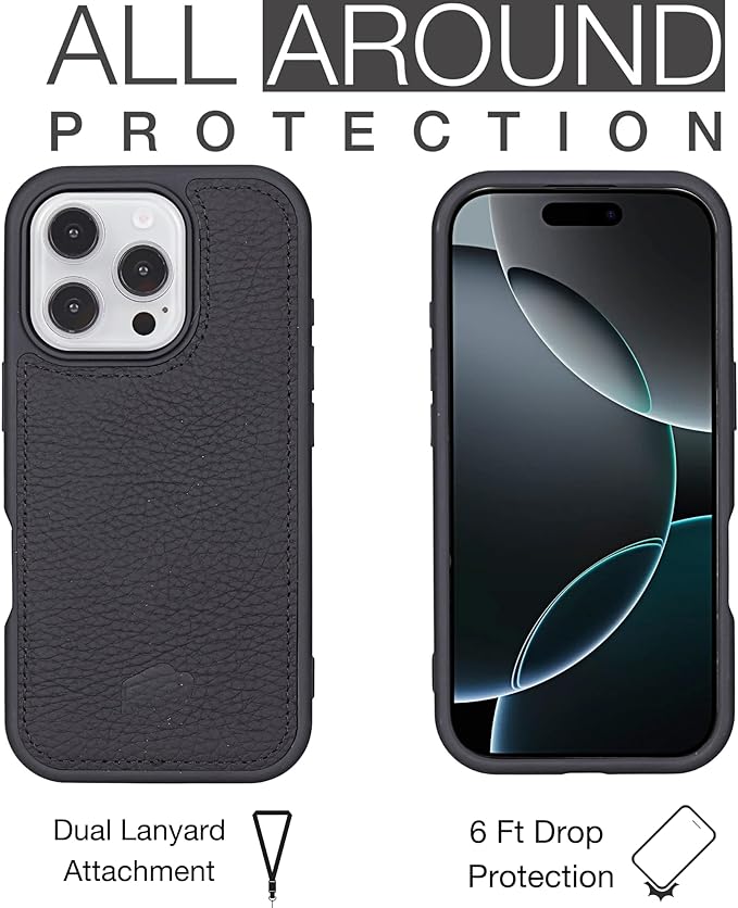BLACKBROOK Case for iPhone 16 Pro Wallet Case for Men and Women, Carter Full Grain Leather 2-in-1 Set for MagSafe Charging, Cash, ID and 4 Card Slots with RFID, Compatible with iPhone 16 Pro
