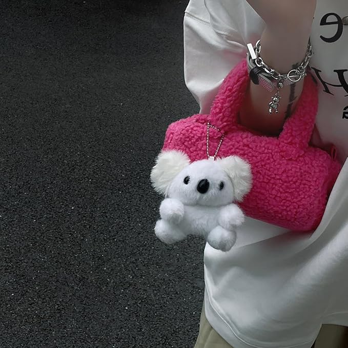Yatchen Furry Case for AirPods 3,Funny Cute 3D Cartoon Plush Kawaii Koala Design Fluffy Soft Warm Cover Case Carrying Charging Box with Keychain Accessories Protective Case (AirPods 3, Koala Pink)