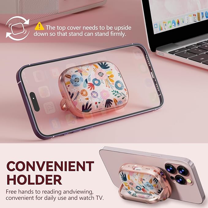 Inesore for AirPods Pro 2nd Generation Case Cover with Lock, Flowers Cute AirPod Pro 2 Case Hard iPod Pro Cases for Women Girls with Cleaner Kit for AirPod Pro Cases (2023 USB-C /2022/2019) - Pink