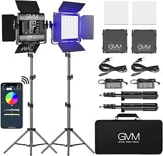 GVM RGB LED Panel Video Light, Photography Lighting with APP Control, 800D Video Lighting Kit for YouTube Studio, Gaming, Streaming, Conference, 8 Kinds of Scene Lights, CRI 97, 2 Packs - Image 1
