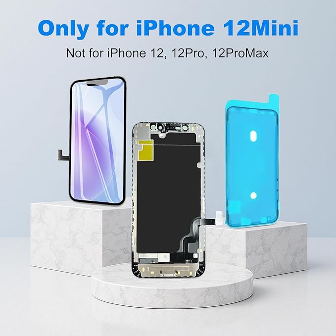 EFAITHFIX for iPhone 12 Mini Screen Replacement 5.4 Inch LCD 3D Touch Screen Display Full HD Digitizer Frame Assembly Compatible with Model A2176, A2398, A2399, A2400 with Waterproof Adhesive,No Tools