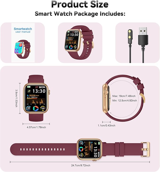 Smart Watch for Men Women(Answer/Make Call), 1.83" Fitness Watch with Heart Rate/Blood Pressure/Blood Oxygen, Pedometer, Sleep Tracker,120+ Sport Modes, IP68 Waterproof Fitness Tracker for Android iOS