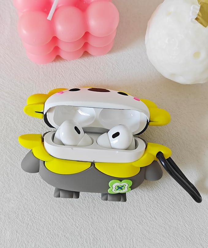 Compatible with Airpods Pro 2nd Generation Case 2022, Cute AirPods Pro 2 Case Cartoon, Kawaii Soft Silicone Protective Cover for Apple New Airpods Pro2 for Men Women (Sunflower Penguin)