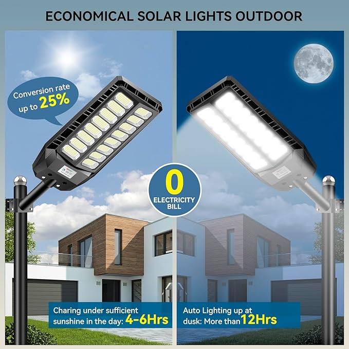 8000W Solar Lights Outdoor, Solar Street Lights Outdoor Waterproof with Motion Sensor and Remote Control, 6500K Dusk to Dawn Security Flood Light for Outside, Yard, Parking Lot, Garden, 2 Pack