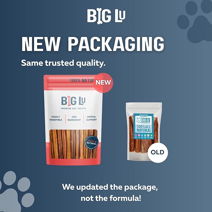 Big Lu - 12” Bully Sticks, 12 Count, Long-Lasting, 100% Grass-Fed Beef Chews for Medium and Large Dogs, Natural Single-Ingredient Fully Digestible Treats, Perfect for Aggressive Chewers