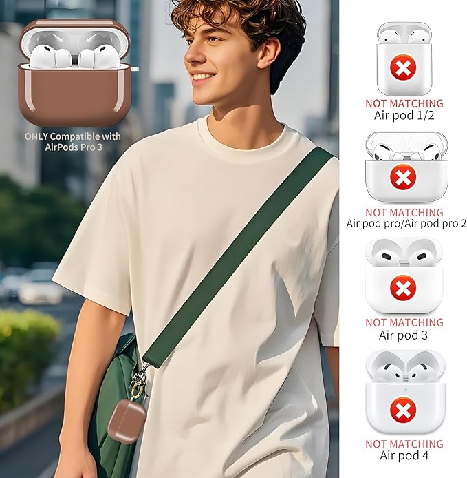 AirPod Pro 3 (2025) Case Cover for Women, Cute Shockproof Protective Case with Gold Round Buckle, Anti-Drop Design Compatible with Apple AirPods Pro 3rd Generation (USB-C Cable) Taupe