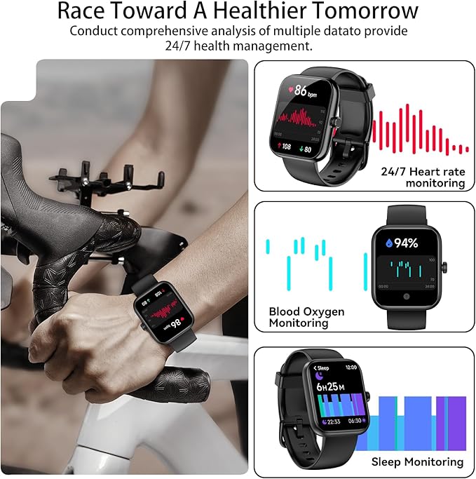 Smart Watch, Alexa Built-in Voice Assistant, 1.83" HD Touchscreen (Answer/Make Call), IP68 Waterproof, 120+ Sport Modes for Fitness Tracker, 24/7 Heart Rate & Sleep Monitor for iPhone Android iOS