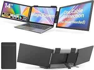 14" Laptop Screen Extender, FHD 1080P Triple Screen Laptop Monitor Extender