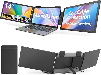 14" Laptop Screen Extender, FHD 1080P Triple Screen Laptop Monitor Extender