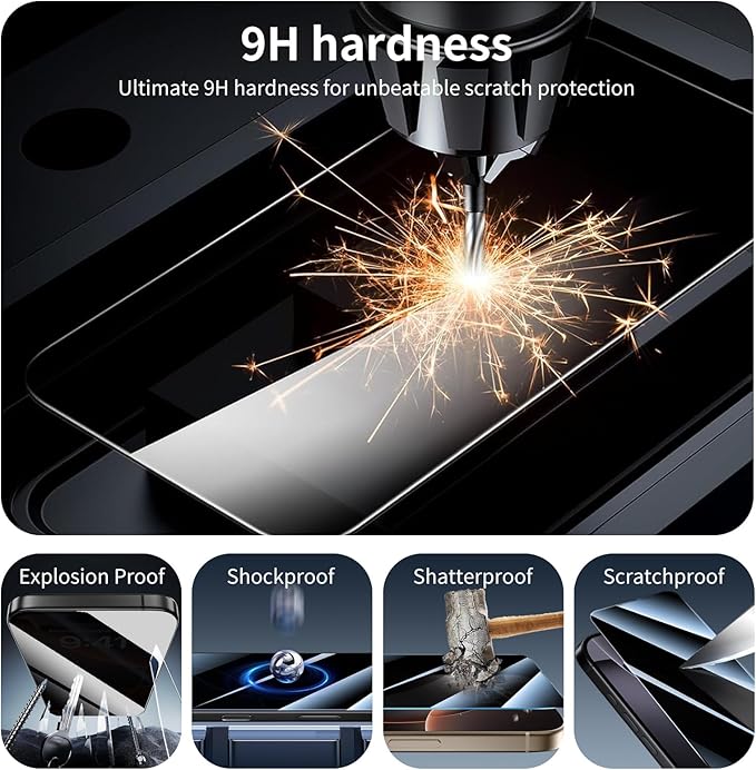 3+3-Pack, Privacy Screen Protector and Camera Lens Protector for Samsung Galaxy S26+/S26 Plus, Anti-Spy Tempered Glass Film, Dark Private Black Protection, 9H Hardness, Anti-Scratch, Bubble Free