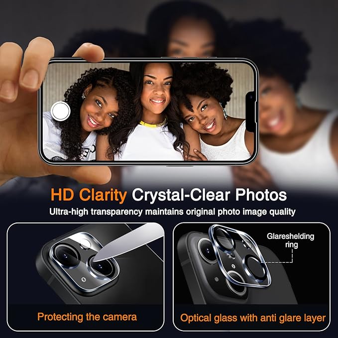 Wiaocit 3 Pack Tempered Glass Screen Protector for iPhone 14 with 3 Pack Camera Lens Protector, 9H Hardness, Bubble Free, Case Friendly