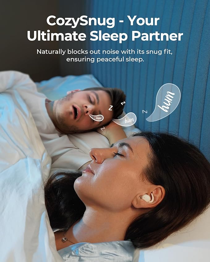 Lytmi CozySnug C1 Sleep Earbuds, Bluetooth 5.3 Noise-Blocking Sleep Headphones, App Control, Comfortable Fit, 3 Sizes of Ear Tips, 21H Playtime, Compact Design for Side Sleepers