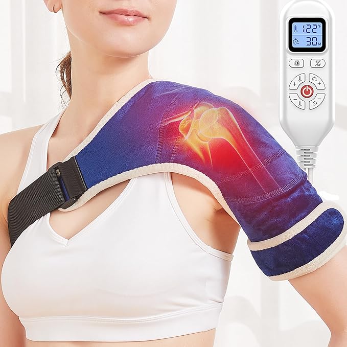 CAMECO 1 Pack Heated Shoulder Wrap for Rotator Cuff Pain, Heating Pad for Shoulder Pain Relief, Heated Shoulder Brace for Arthritis, Frozen Shoulder, Dislocation, Tendonitis, 0-90min Timer Auto-Off