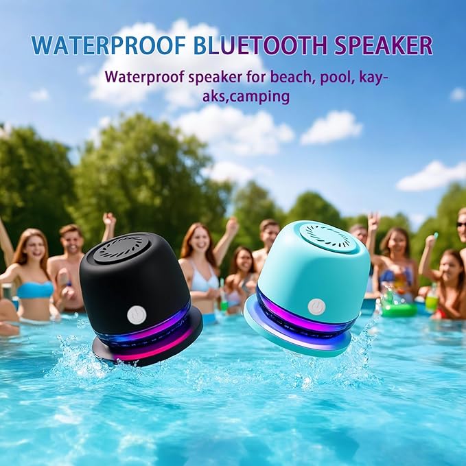 IPX67 Waterproof Shower Bluetooth Speaker,Magnetic Speakers,Wireless Induction Bluetooth Speaker with 6 RGB Light,Ideal Gift for Men,Women,Outdoor,Camping,Party,Room,Car,Home (Blue)