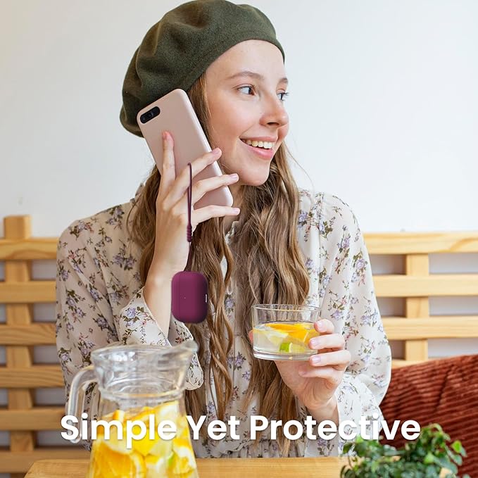 ORNARTO Compatible with AirPods Pro 2 Case 2022, Full Protective Hybrid Silicone for AirPods Pro 2nd Generation Case, Front LED Visible Skin Cover-Wine Red