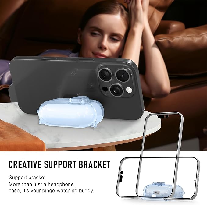 for AirPods Pro 3 Case (2025) with Cleaner Kit, Cute with Lock Clid and Cleaner Kit,[Auto Pop-Up] Soft TPU Clear Cover with Bracket & Dustproof Design for AirPods Pro Case with Keyring(2025)