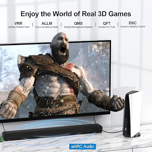 8K HDMI ARC/eARC Cable for Soundbar to TV 10FT, eARC HDMI 2.1 Cable, High Speed HDMI Cord 48Gbps 8K@60Hz, 4K@120Hz (Dolby Atoms, HDCP 2.2&2.3, 3D, HDR10) for Sound bar, Roku TV, PS5, Blu-ray