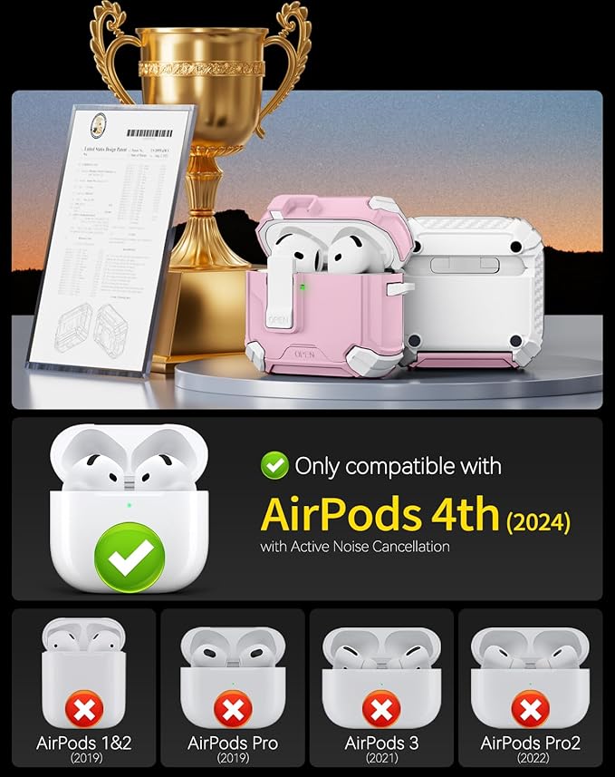Compatible with AirPods 4 Case,Magnetic Automatic Lock with Phone Stand & Cleaning Kit,Compatible with Magsafe Cover -s-Pink