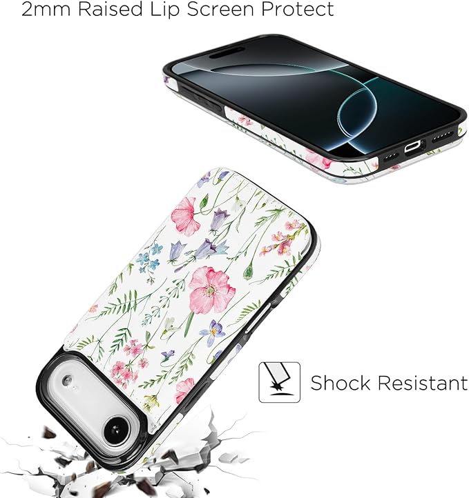 uCOLOR for iPhone 17 Air Wallet Case with Card Holder PU Leather RFID Blocking Design iPhone Air flip case for Women Men Magnetic Clasp Kickstand Design 6.5 inch (Pink Flowers)